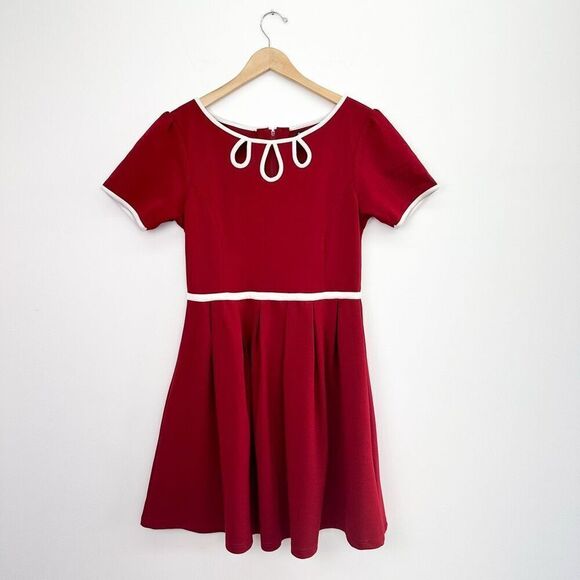 ModCloth Dear Creatures Women’s Burgundy Red Retro Skater Dress - Picture 2 of 12